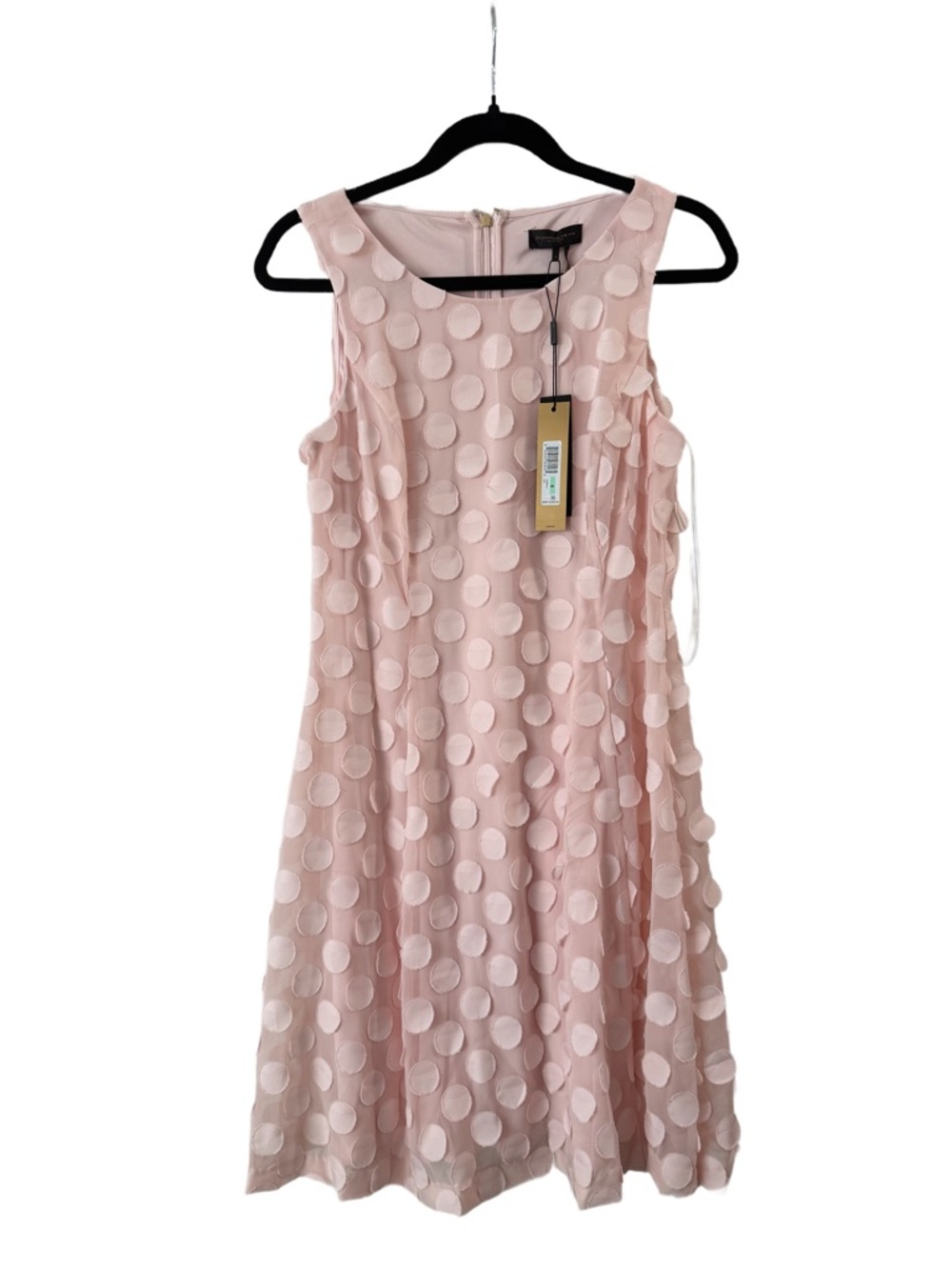 Donna Karan Blush Pink Polka Dot Midi Dress